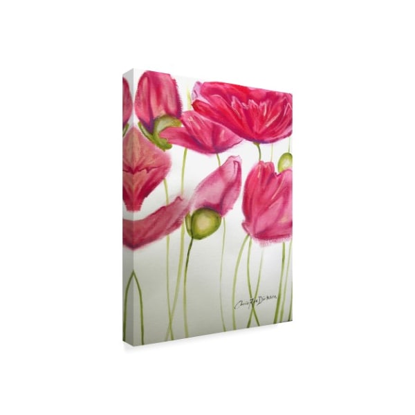 Cherie Roe Dirksen 'Pink Poppies On White' Canvas Art,18x24